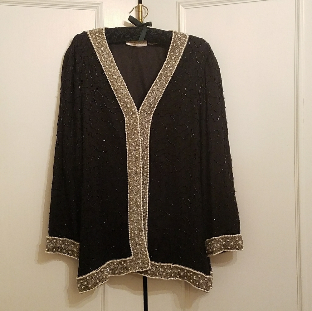 Laurence Kazarbedazzled unstructured silk blazer